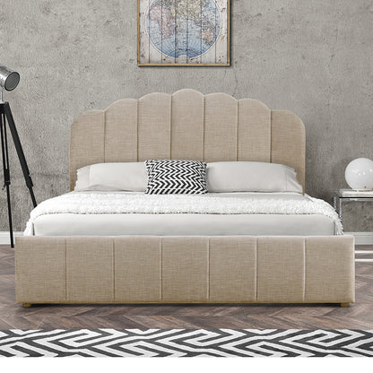 Double bed Tatiana pakoworld fabric beige with storage 160x200cm