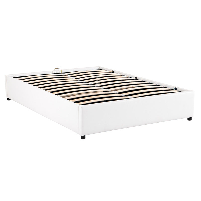 Double bed Circe pakoworld PU white with storage 150x200cm