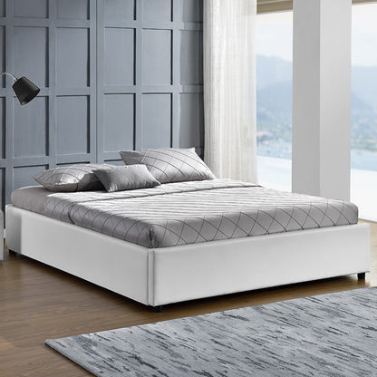 Double bed Circe pakoworld PU white with storage 150x200cm