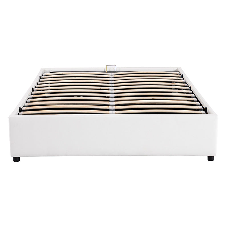 Double bed Circe pakoworld PU white with storage 150x200cm