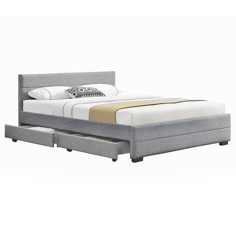 Double bed Antigone pakoworld fabric light grey with storage 160x200cm