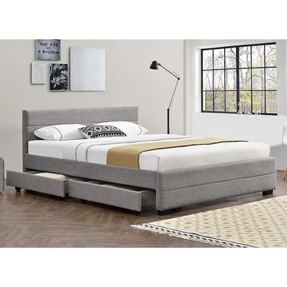 Double bed Antigone pakoworld fabric light grey with storage 160x200cm