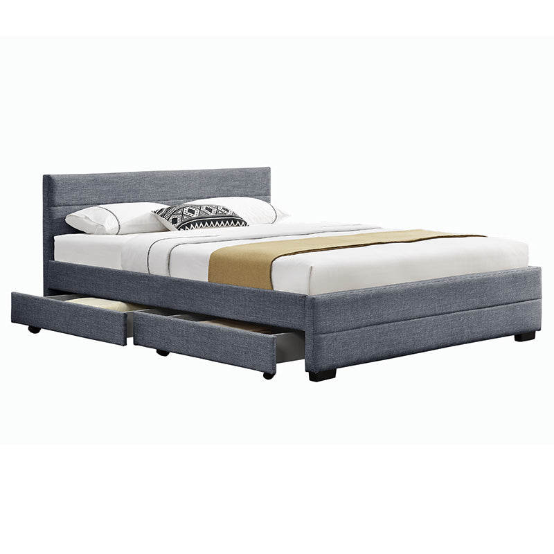 Double bed Antigone pakoworld fabric anthracite with storage 160x200cm