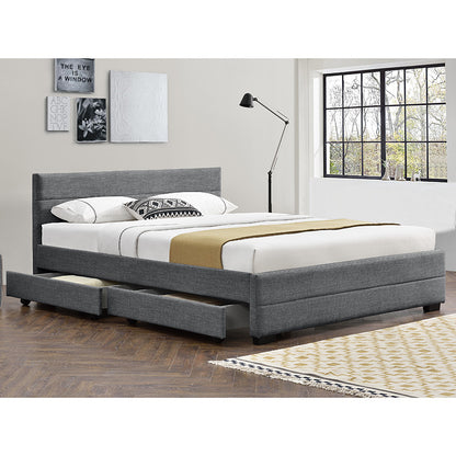 Double bed Antigone pakoworld fabric anthracite with storage 160x200cm