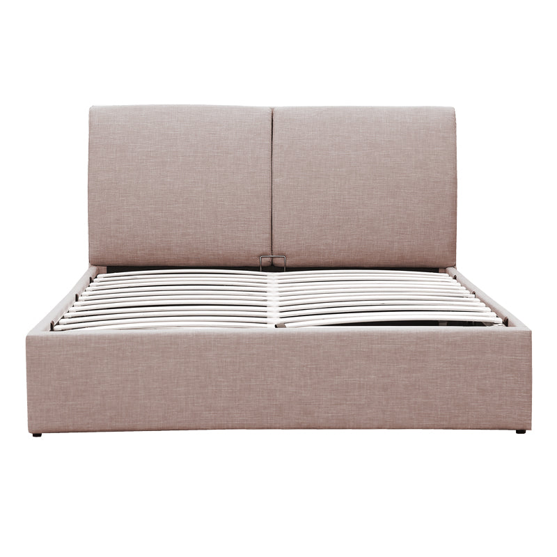 Double bed Violaine pakoworld fabric beige with storage 160x200cm