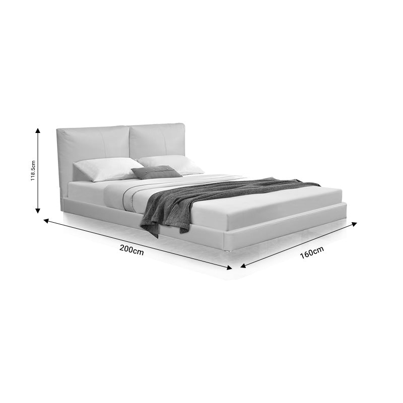 Double bed Jessie pakoworld floating style led-PU ivory 160x200cm