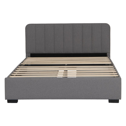 Double bed Veloty pakoworld fabric dark grey with drawers 150x200cm