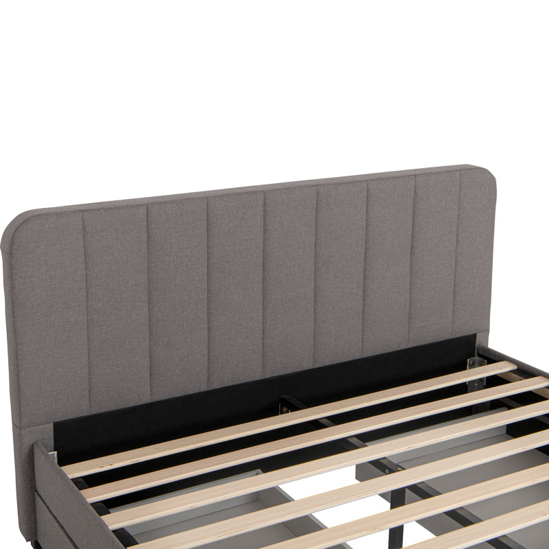 Double bed Veloty pakoworld fabric dark grey with drawers 150x200cm