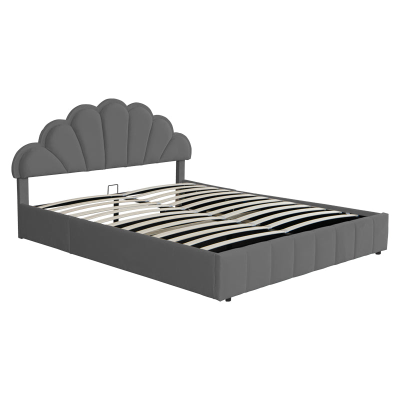 Double bed Wardie pakoworld velvet dark grey with storage 160x200cm