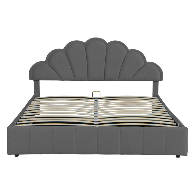 Double bed Wardie pakoworld velvet dark grey with storage 160x200cm