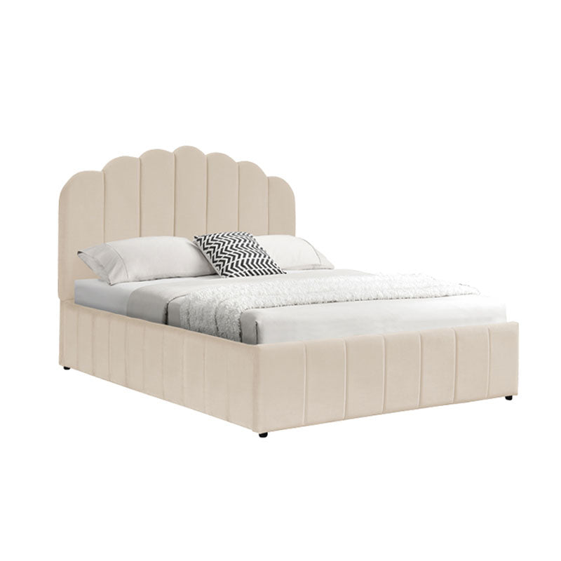 Double bed Tatiana velvet beige with storage 120x200cm