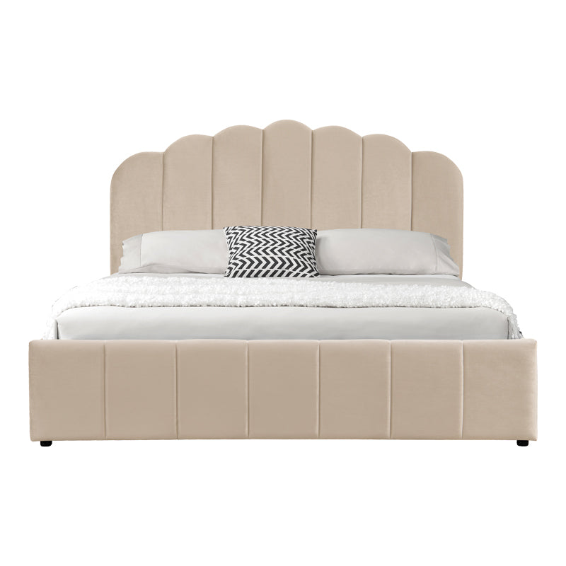 Double bed Tatiana velvet beige with storage 120x200cm