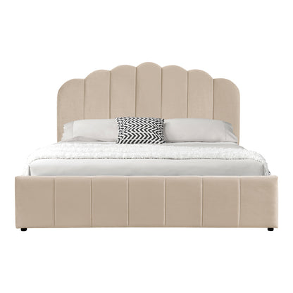 Double bed Tatiana velvet beige with storage 120x200cm