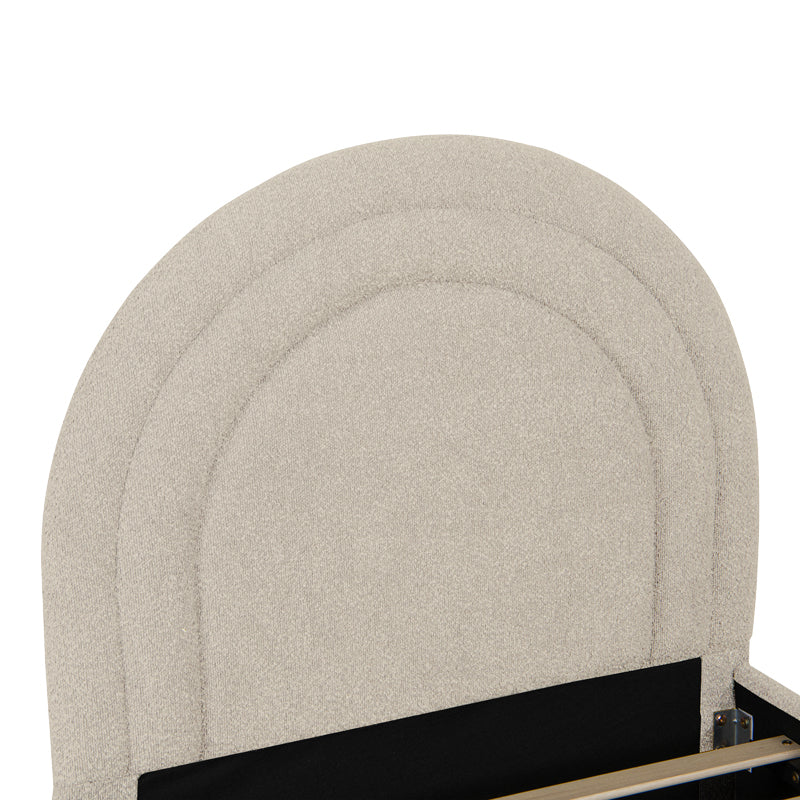 Arcuate bed beige boucle fabric with sliding bed 90x200cm