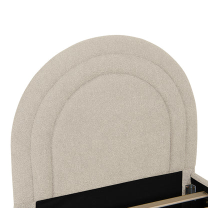 Arcuate bed beige boucle fabric with sliding bed 90x200cm