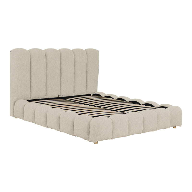 Nuvem bed, beige boucle fabric, with storage space 160x200cm
