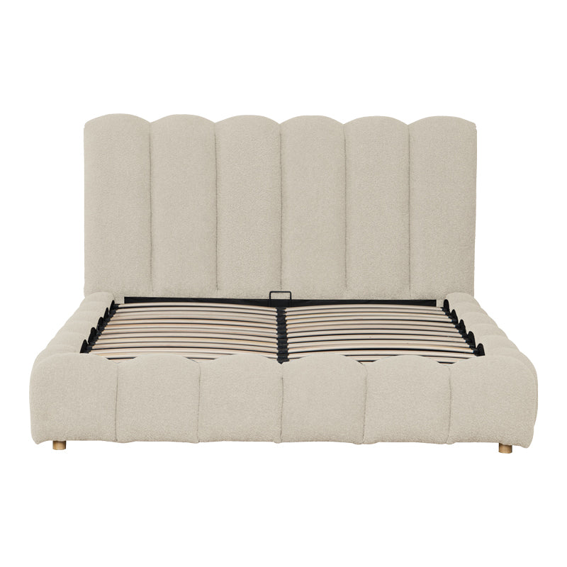 Nuvem bed, beige boucle fabric, with storage space 160x200cm