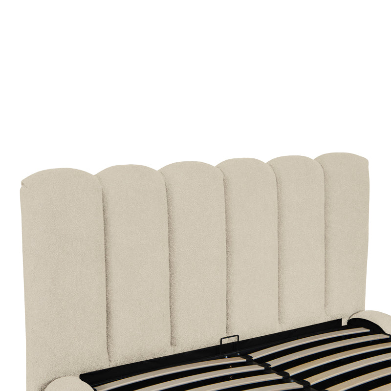 Nuvem bed, beige boucle fabric, with storage space 160x200cm