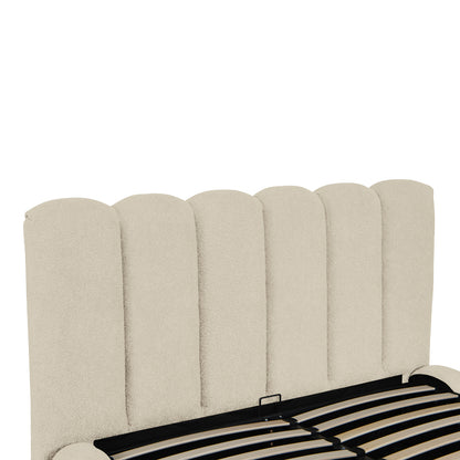 Nuvem bed, beige boucle fabric, with storage space 160x200cm