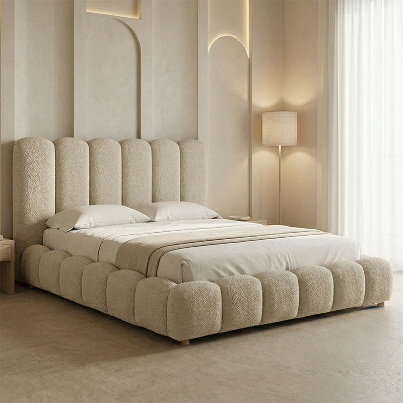 Nuvem bed, beige boucle fabric, with storage space 160x200cm
