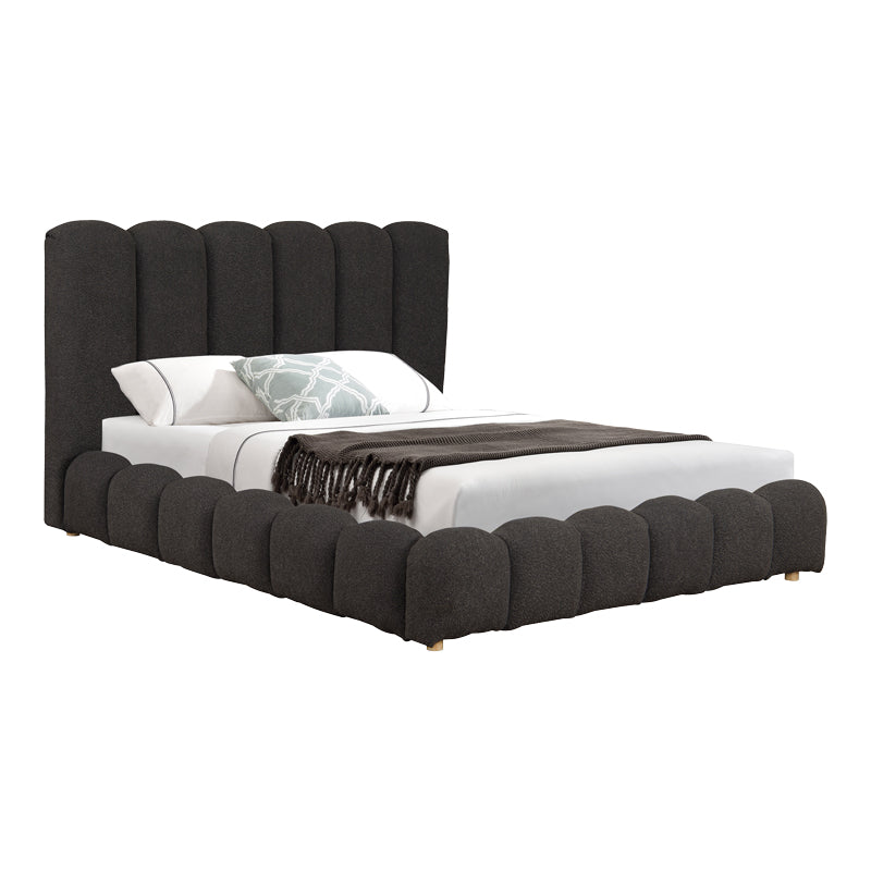 Nuvem bed, anthracite boucle fabric, with storage space 160x200cm