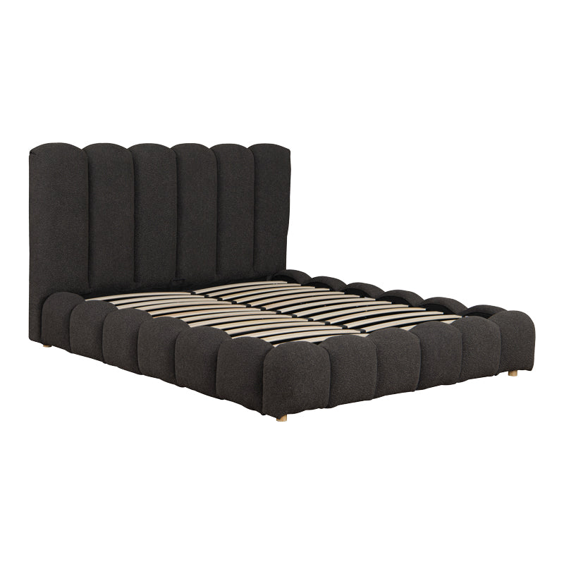 Nuvem bed, anthracite boucle fabric, with storage space 160x200cm