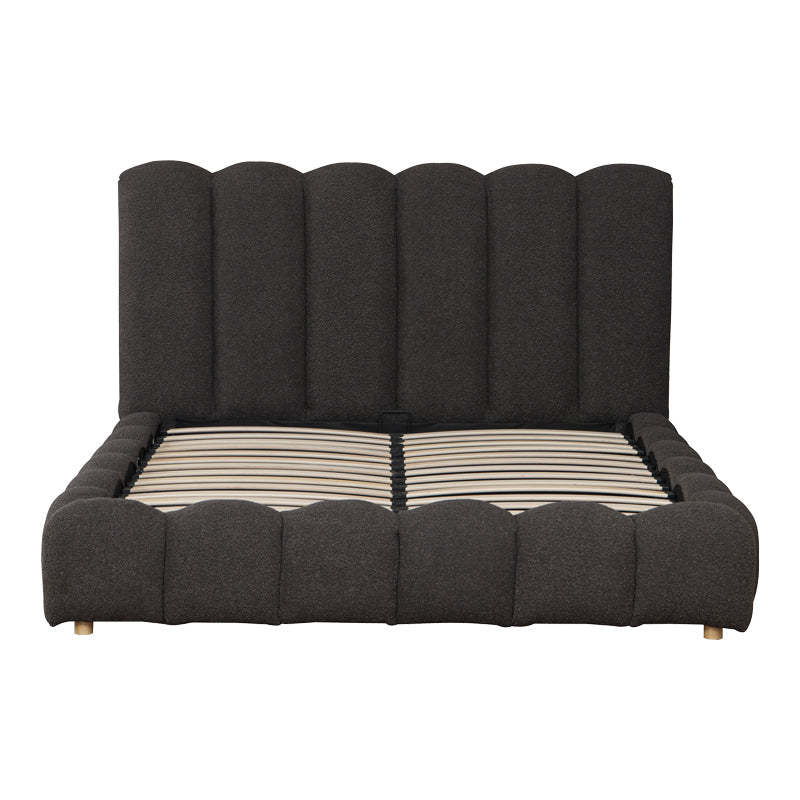 Nuvem bed, anthracite boucle fabric, with storage space 160x200cm