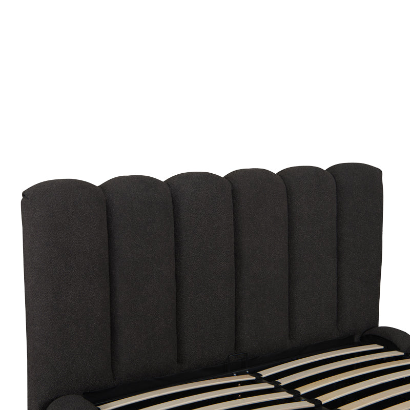 Nuvem bed, anthracite boucle fabric, with storage space 160x200cm