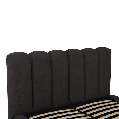 Nuvem bed, anthracite boucle fabric, with storage space 160x200cm