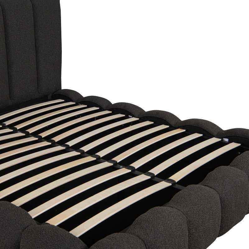 Nuvem bed, anthracite boucle fabric, with storage space 160x200cm
