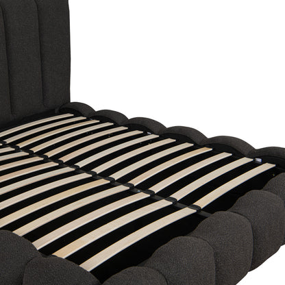 Nuvem bed, anthracite boucle fabric, with storage space 160x200cm