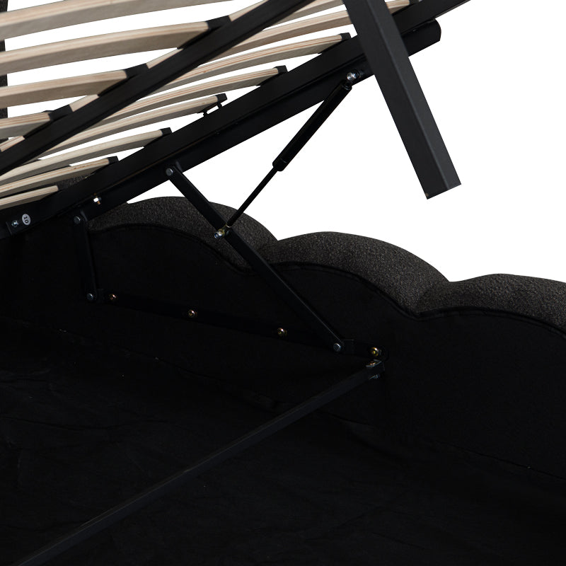 Nuvem bed, anthracite boucle fabric, with storage space 160x200cm