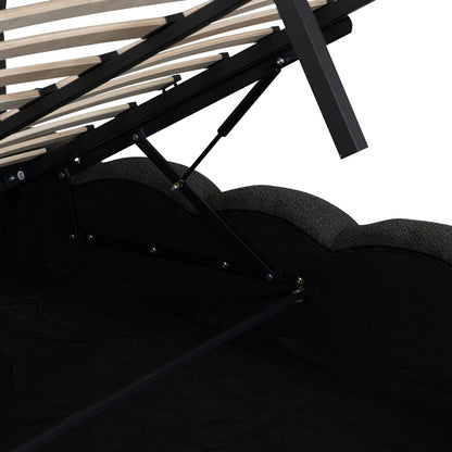Nuvem bed, anthracite boucle fabric, with storage space 160x200cm