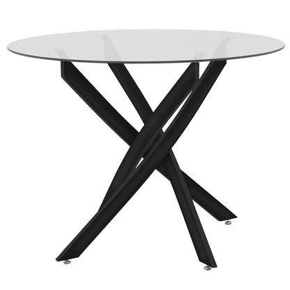 Dining table Greta pakoworld in black colour with glass 8mm tempered D100x75cm