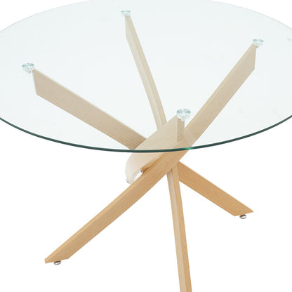 Dining table Greta pakoworld in natural colour with glass 8mm tempered D100x75cm