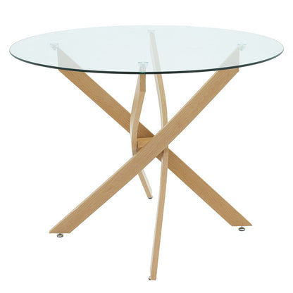 Dining table Greta pakoworld in natural colour with glass 8mm tempered D100x75cm