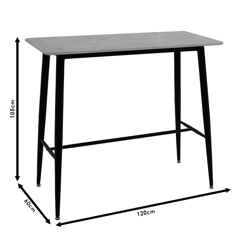 Bar table Harriet pakoworld MDF in cement-black color 120x60x105cm