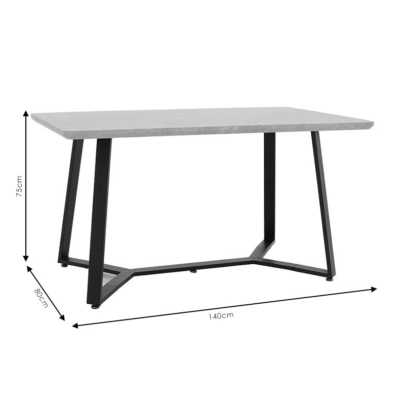 Table Gemma pakoworld in grey antique-black color 140x80x75cm