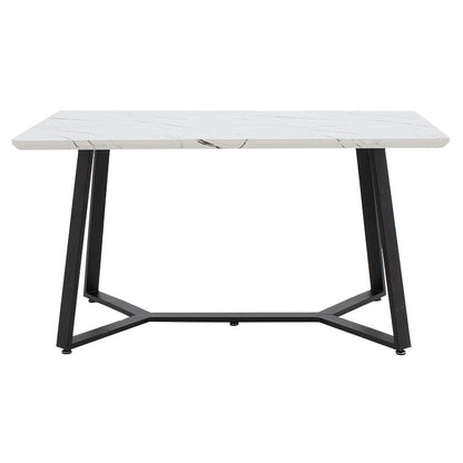 Table Gemma pakoworld in white marble-black color 140x80x75cm