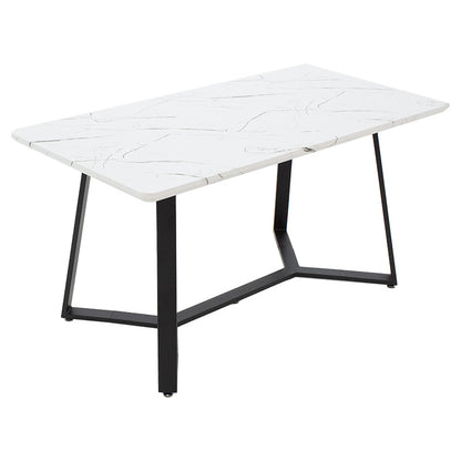 Table Gemma pakoworld in white marble-black color 140x80x75cm