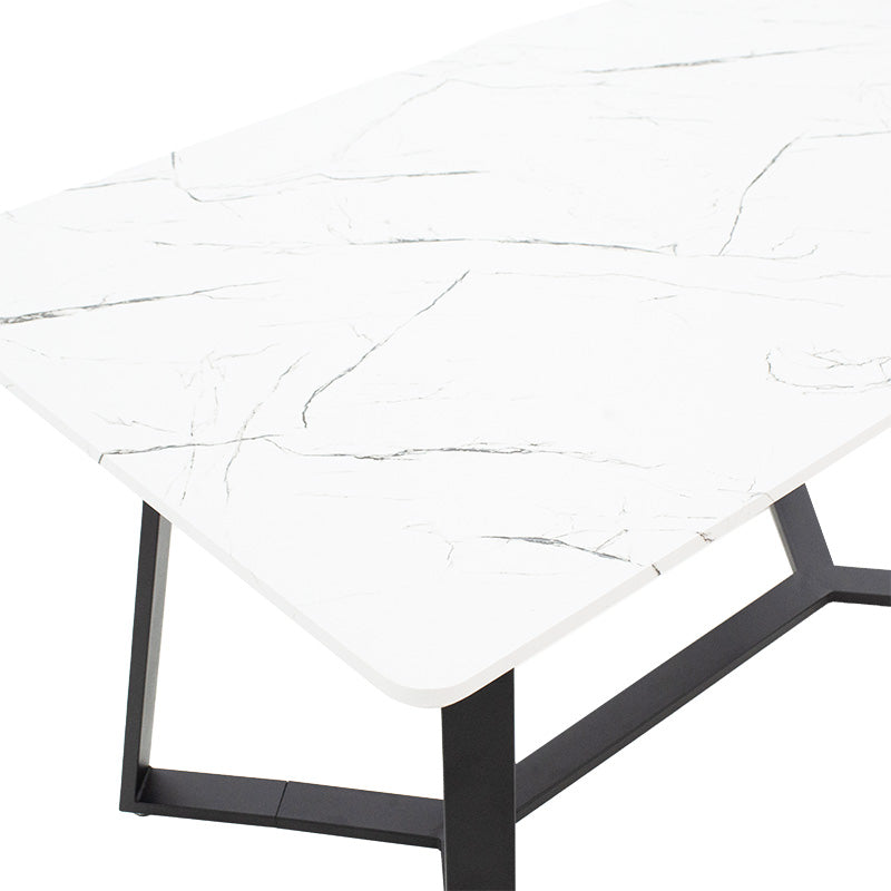 Table Gemma pakoworld in white marble-black color 140x80x75cm