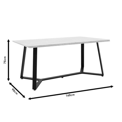 Table Gemma pakoworld in dark grey marble-black color 160x90x75cm