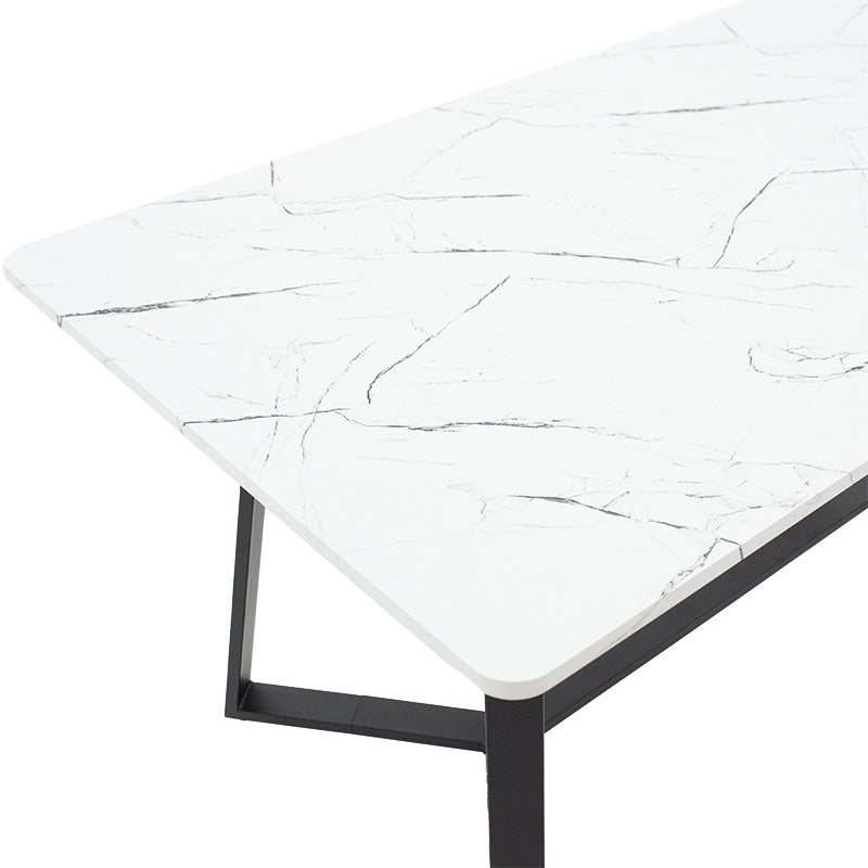 Table Gemma pakoworld in white marble-black color 160x90x75cm