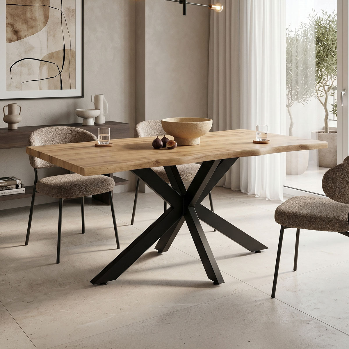 Table Gilman MDF in sonoma--black color 150x90x75cm