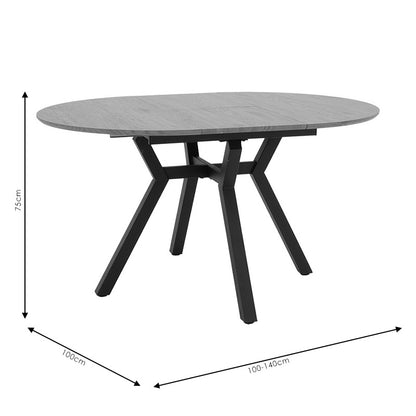 Extendable Table Frances pakoworld MDF in sonoma-black color 100-140x100x75cm