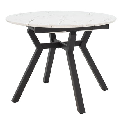 Extendable table Frances pakoworld MDF in white marble-black color 100-140x100x75cm