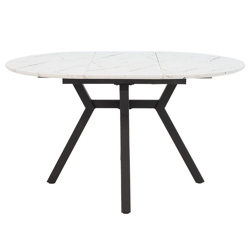 Extendable table Frances pakoworld MDF in white marble-black color 100-140x100x75cm