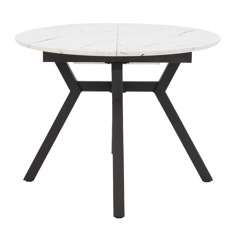 Extendable table Frances pakoworld MDF in white marble-black color 100-140x100x75cm