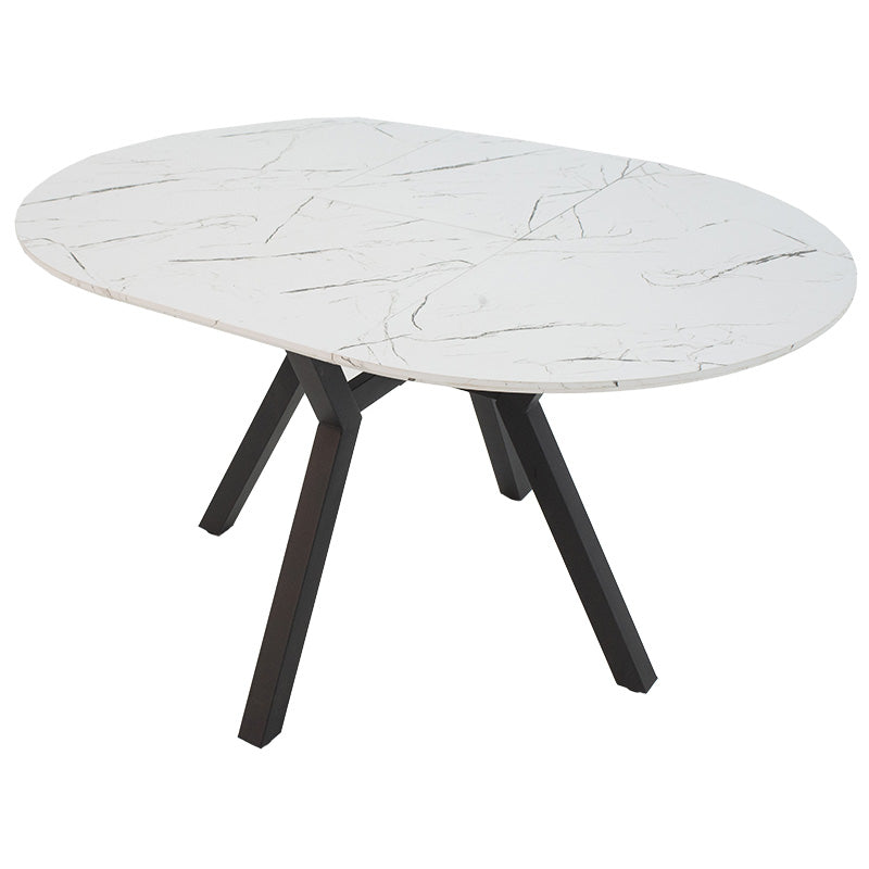 Extendable table Frances pakoworld MDF in white marble-black color 100-140x100x75cm