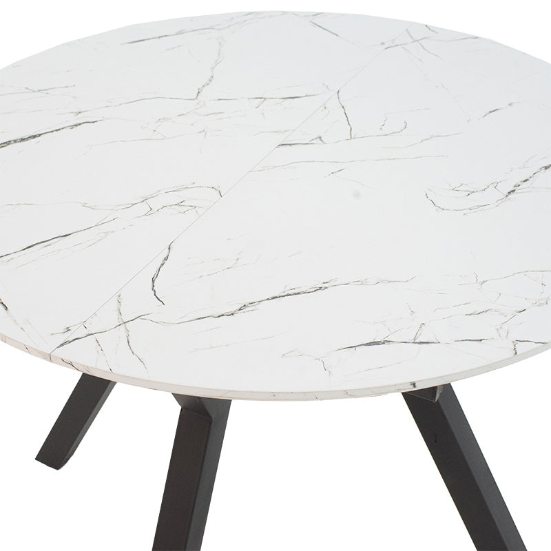 Extendable table Frances pakoworld MDF in white marble-black color 100-140x100x75cm